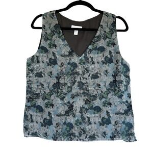 Charter Club Petite Silk Shirt‎ Womens Size 14P Floral Dark Cottagecore Feminine